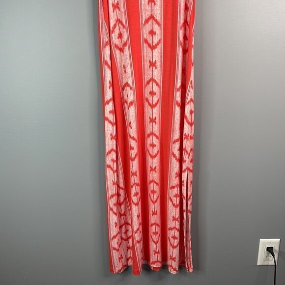 J. CREW Aztec Print Maxi Tank Dress Coral Orange White Ikat Racerback Beachy S - Picture 4 of 10